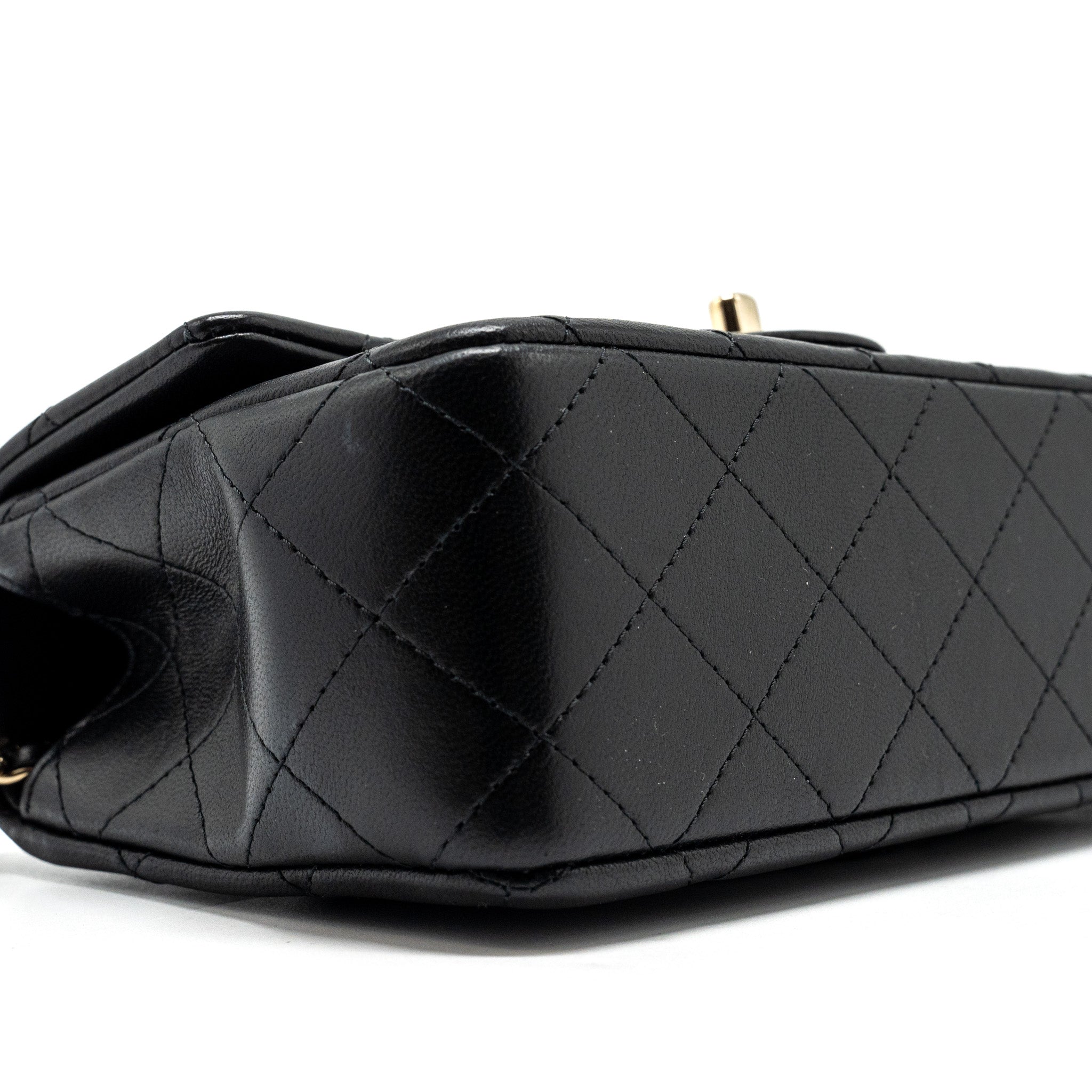 CHANEL TOP HANDLE MINI RECTANGULAR FLAP BAG LAMBSKIN BLACK LGHW (MICROCHIP)