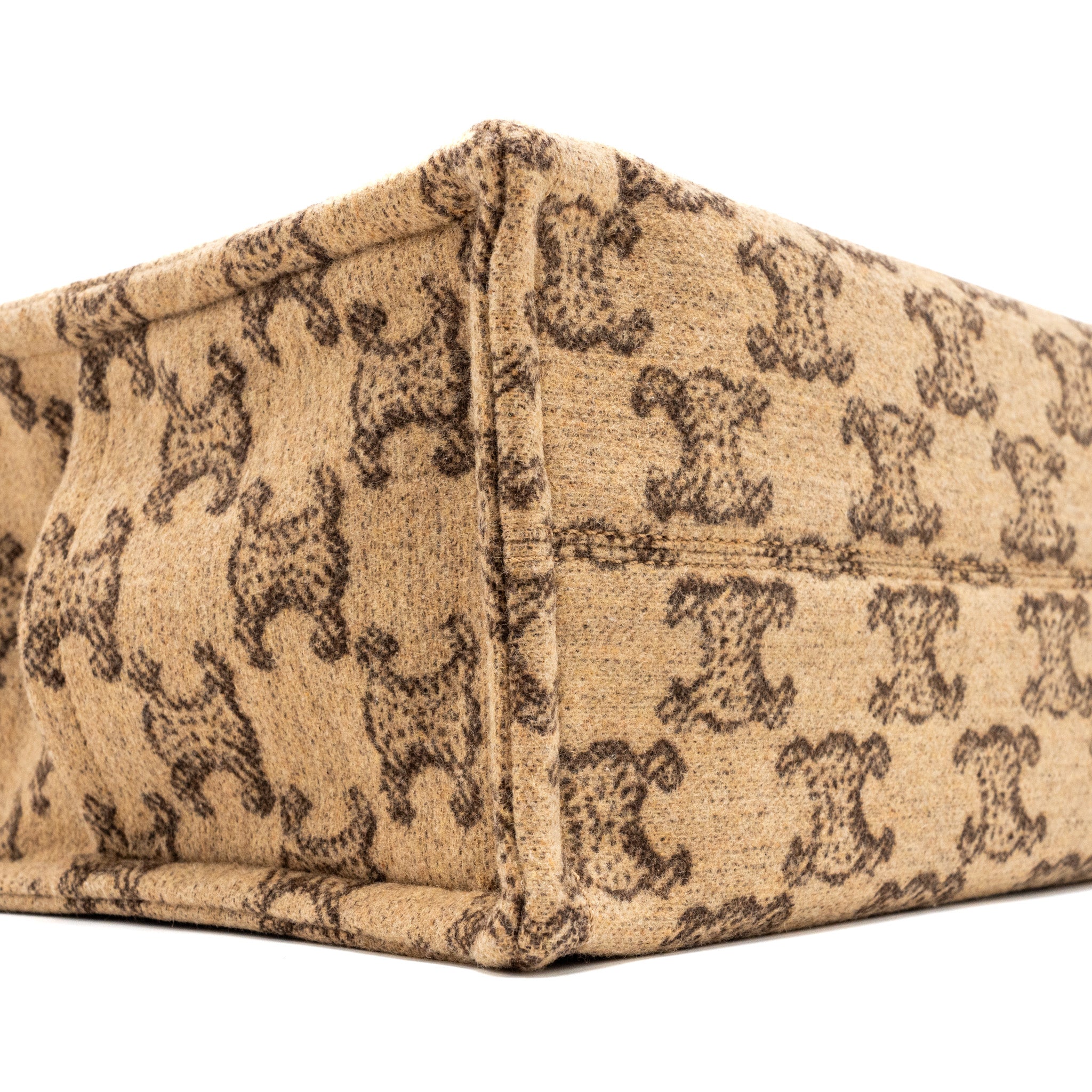 CELINE LARGE CABAS THAIS TRIOMPHE PRINTED WOOL/CALFSKIN WOOL/CALFSKIN BROWN