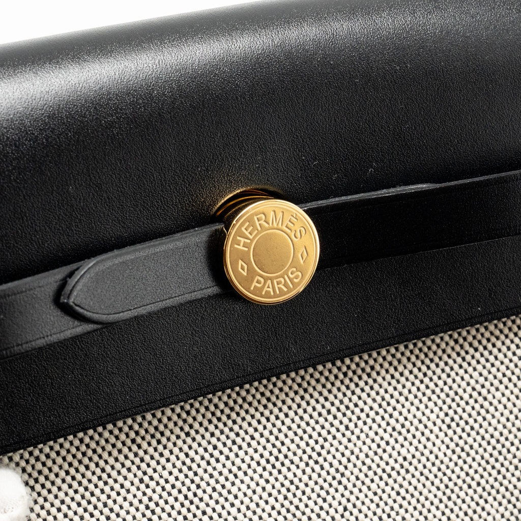 HERMES HERBAG MINI CANVAS/COWHIDE BLACK/ ECRU GHW