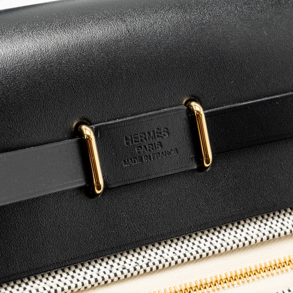 HERMES HERBAG MINI CANVAS/COWHIDE BLACK ECRU GHW