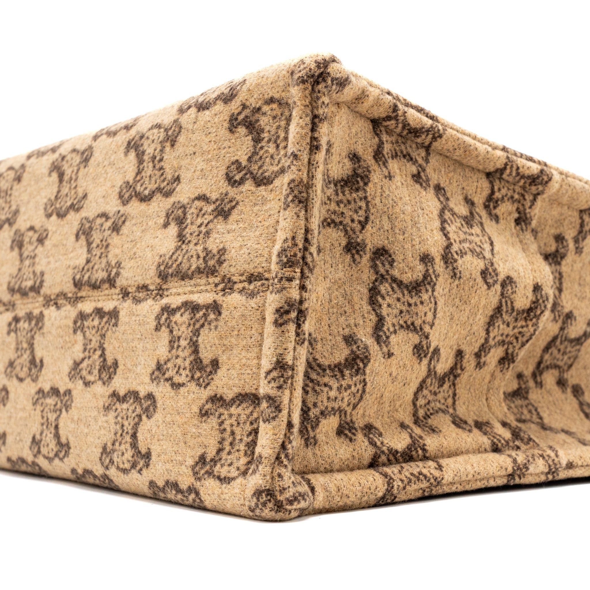 CELINE LARGE CABAS THAIS TRIOMPHE PRINTED WOOL/CALFSKIN WOOL/CALFSKIN BROWN