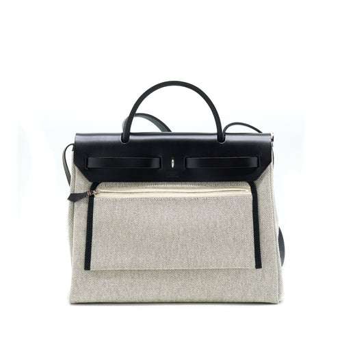 HERMES HERBAG ZIP 31 PEGASE BLEU INDIGO/ ECRU-NOIR/ NOIR SHW