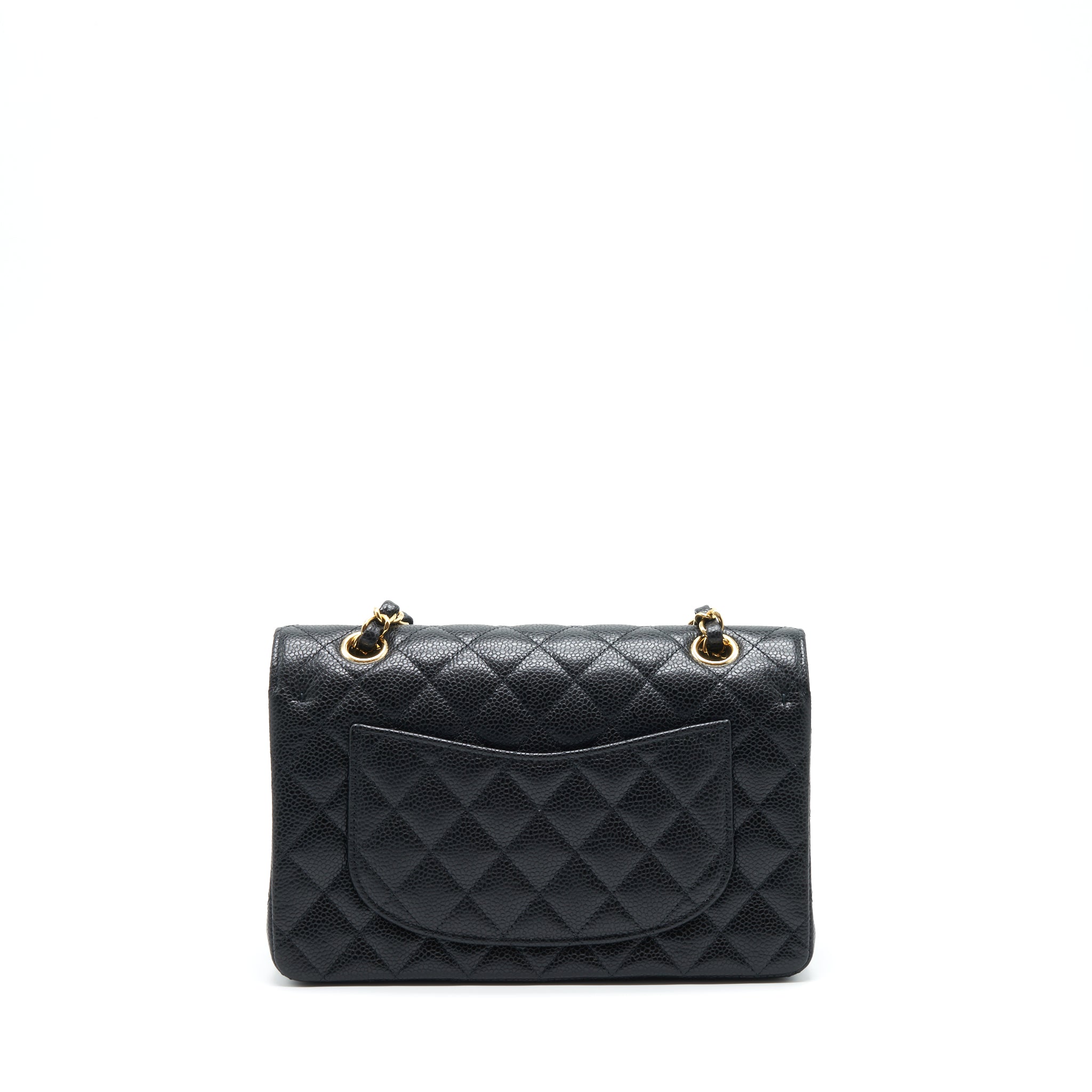 CHANEL SMALL CLASSIC DOUBLE FLAP BAG CAVIAR BLACK LGHW (MICROCHIP)