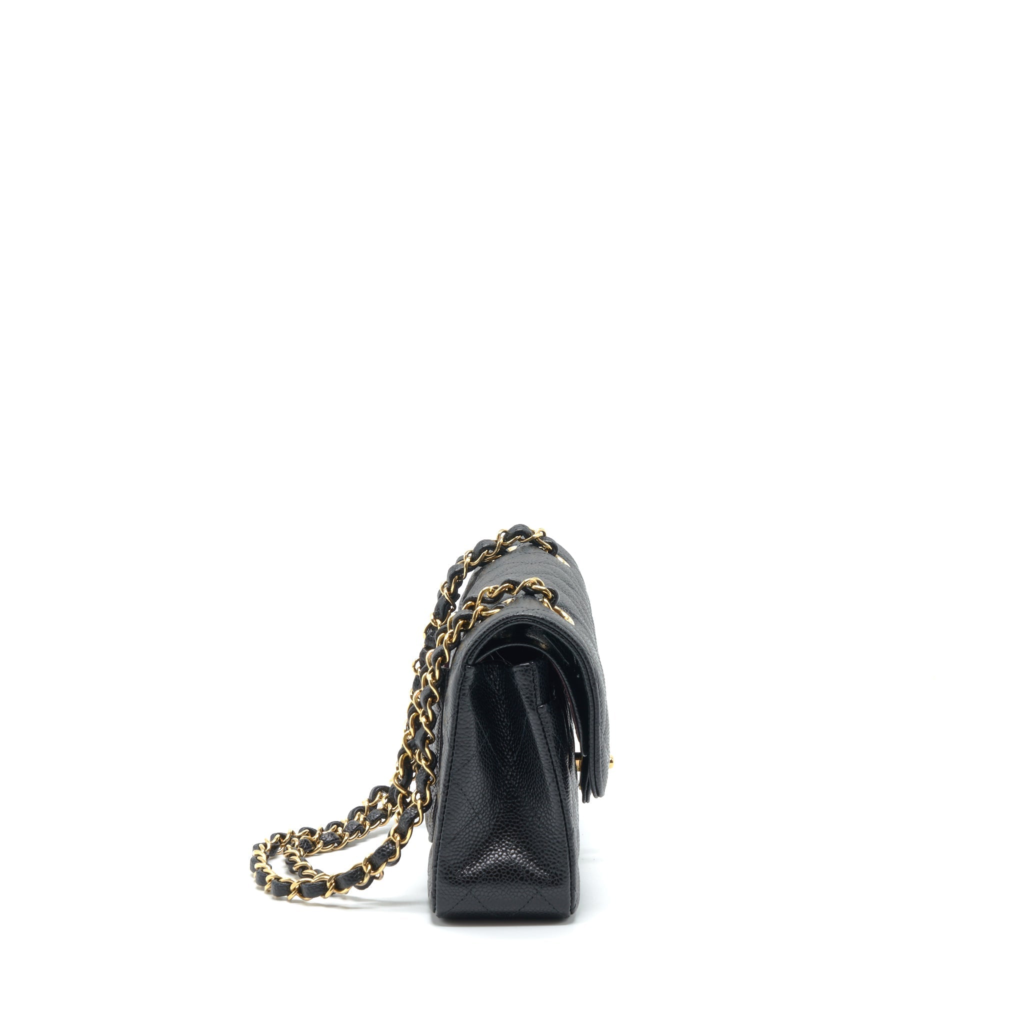 CHANEL SMALL CLASSIC DOUBLE FLAP BAG CAVIAR BLACK LGHW (MICROCHIP)