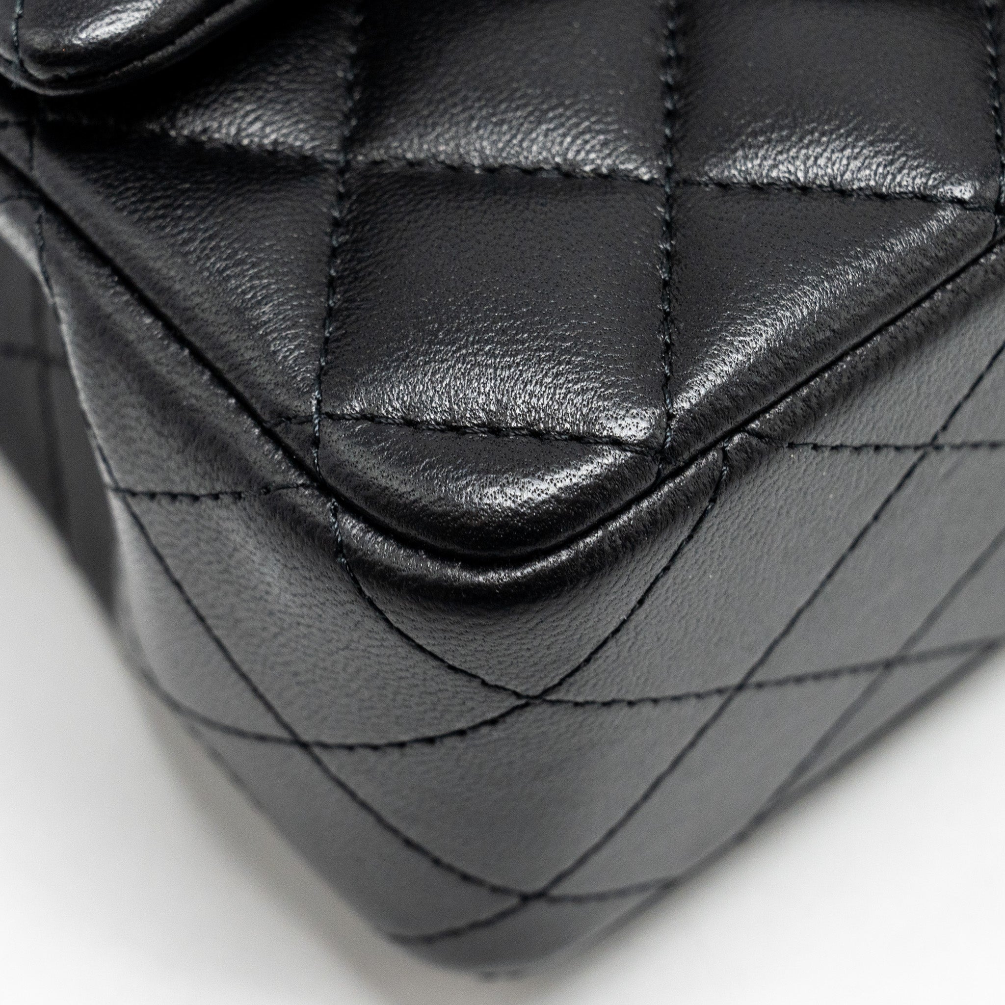 CHANEL TOP HANDLE MINI RECTANGULAR FLAP BAG LAMBSKIN BLACK LGHW (MICROCHIP)