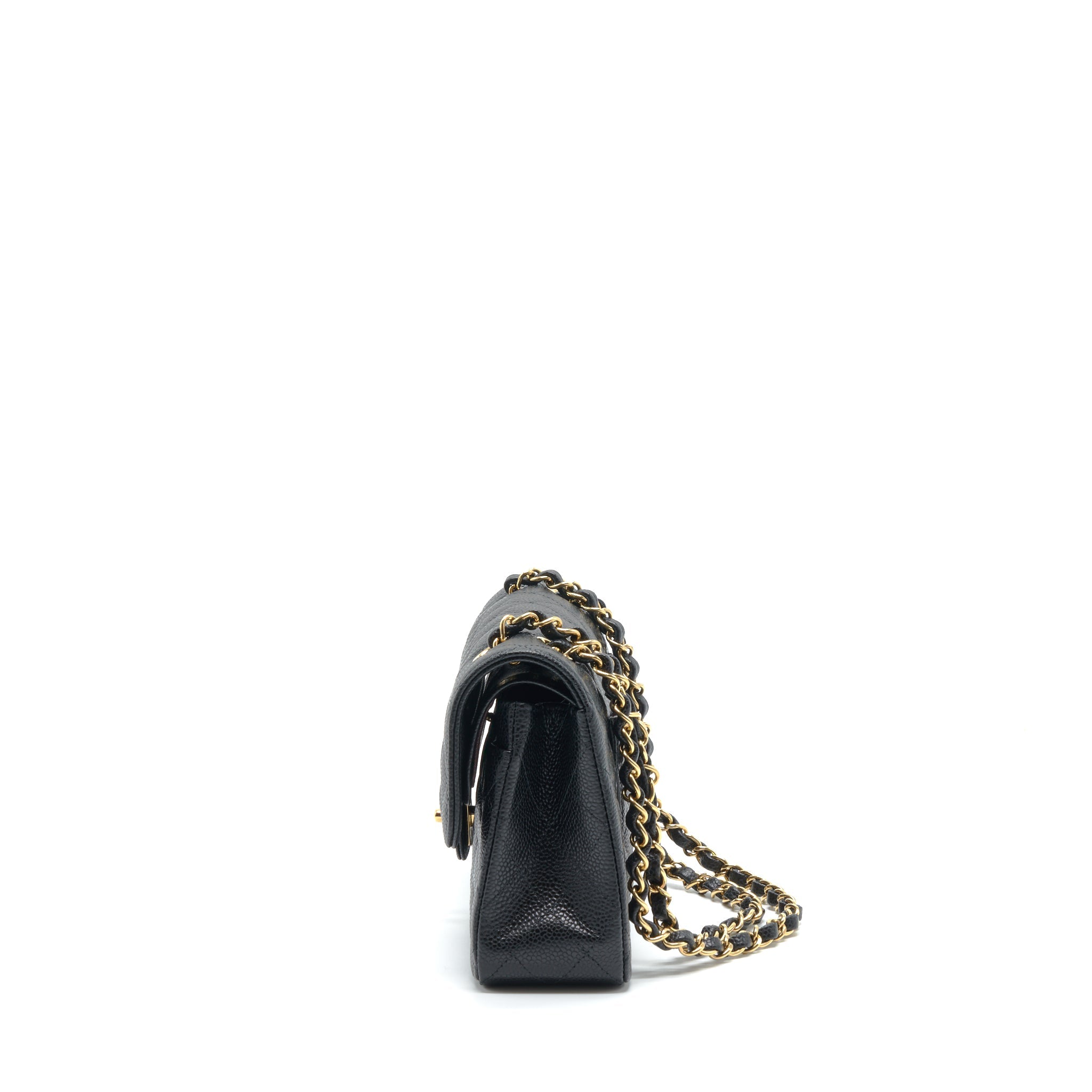 CHANEL SMALL CLASSIC DOUBLE FLAP BAG CAVIAR BLACK LGHW (MICROCHIP)