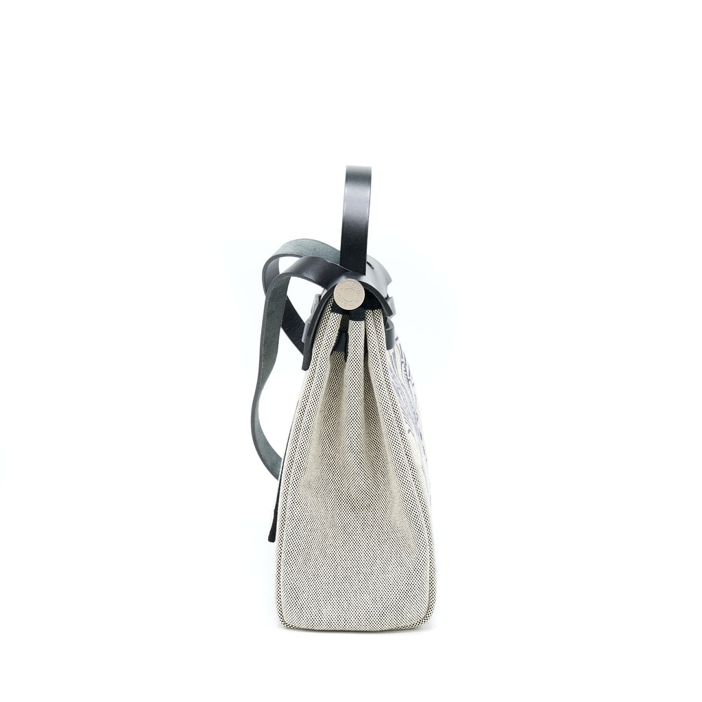 HERMES HERBAG ZIP 31 PEGASE BLEU INDIGO/ ECRU-NOIR/ NOIR SHW