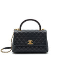 CHANEL MEDIUM COCO HANDLE WITH LIZARD EMBOSSED HANDLE CAVIAR BLACK GHW