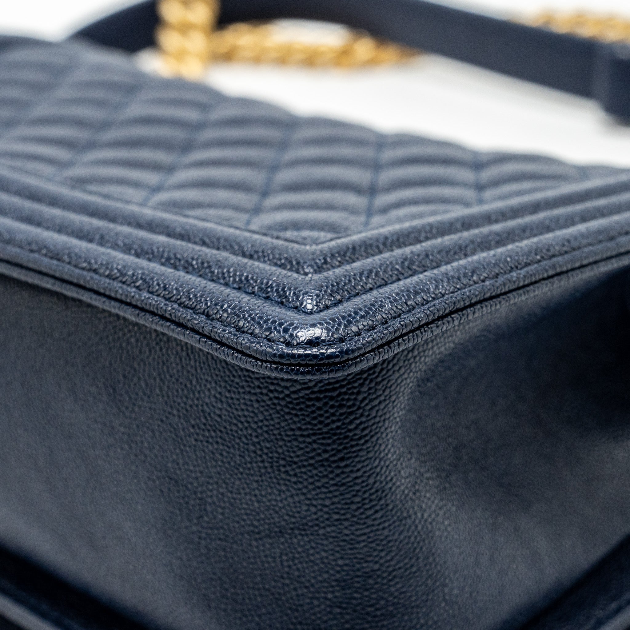 CHANEL MEDIUM BOY BAG CAVIAR NAVY GHW