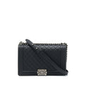 CHANEL NEW MEDIUM 28CM BOY BAG CAVIAR BLACK RUTHENIUM SHW
