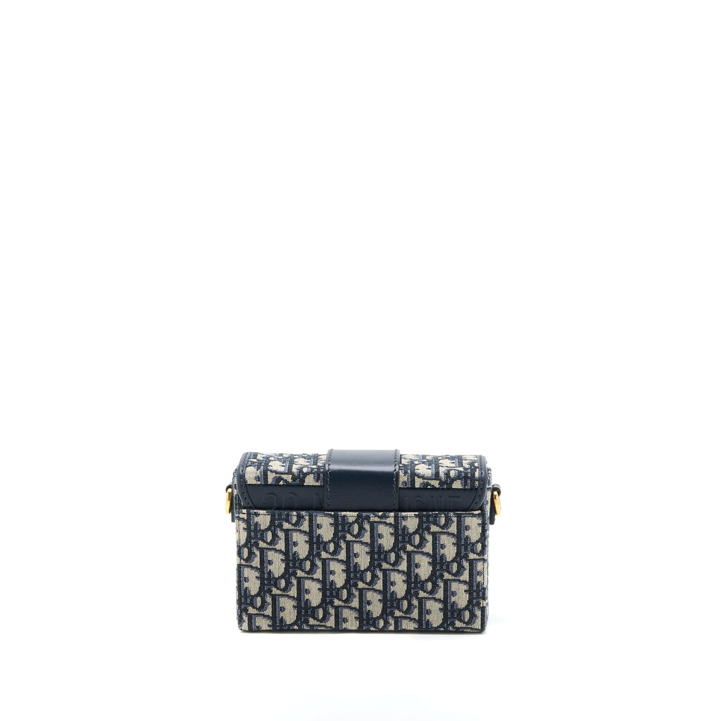 DIOR 30 MONTAIGNE MINI BOX BAG BLUE OBLIQUE GHW