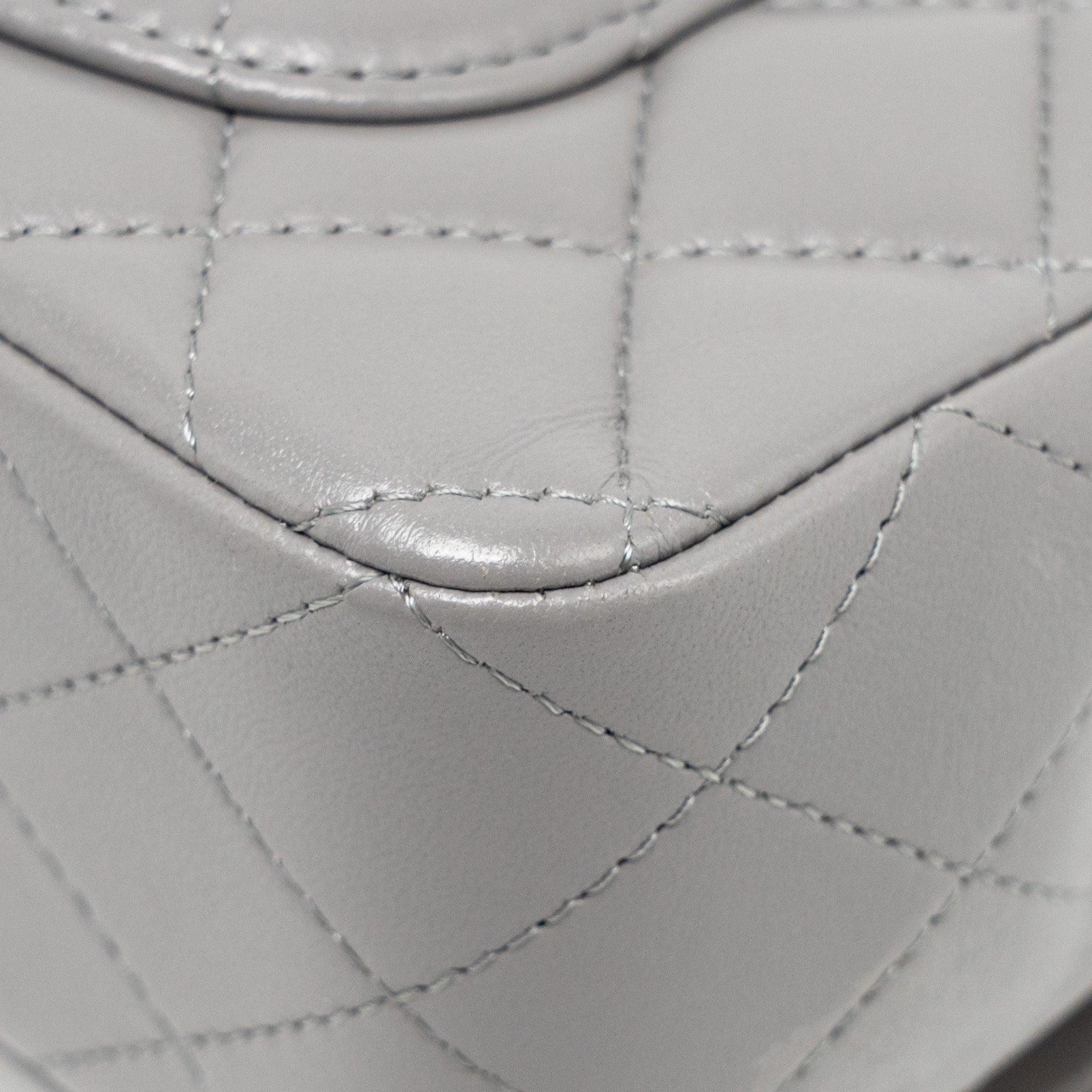 CHANEL 22K METAL TOP HANDLE MINI RECTANGULAR FLAP BAG LAMBSKIN GREY GHW (MICROCHIP)