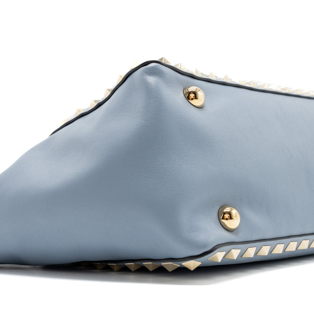 VALENTINO SMALL GRAINY ROCKSTUD BAG LAMBSKIN LIGHT BLUE LGHW