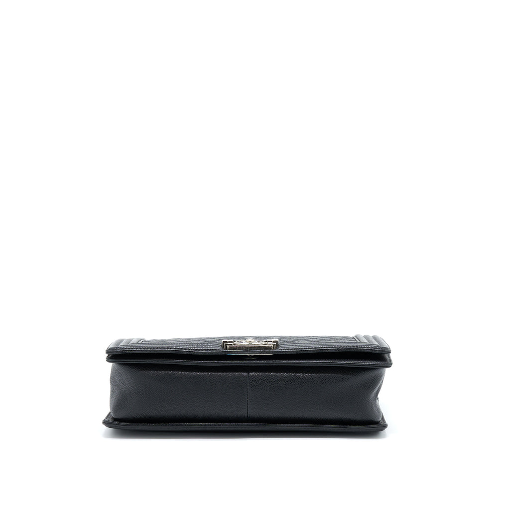 CHANEL NEW MEDIUM 28CM BOY BAG CAVIAR BLACK RUTHENIUM SHW