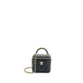 CHANEL 22B DETAILED TOP HANDLE MINI VANITY WITH CHAIN LAMBSKIN BLACK BRUSHED GHW