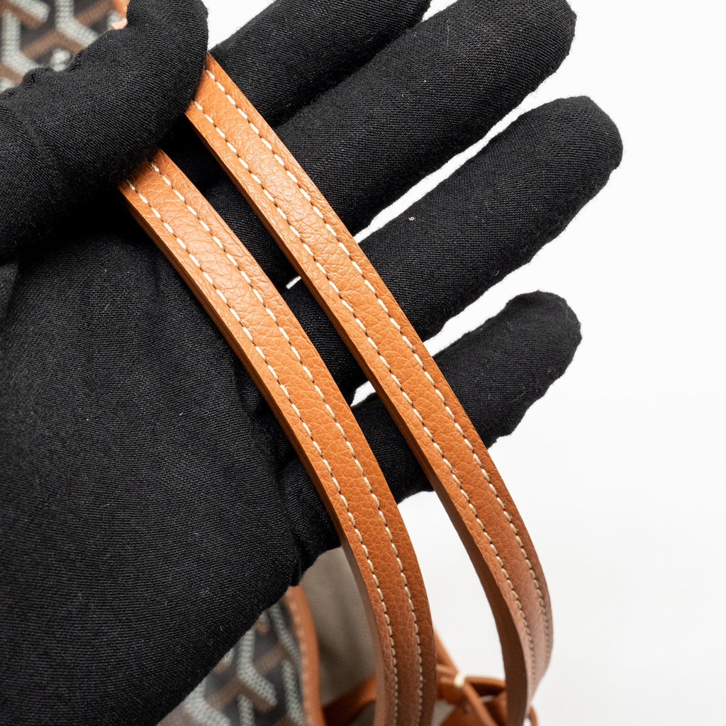 GOYARD SAINT LOUIS PM GOYARDINE CANVAS/CHEVROCHES CALFSKIN BLACK/TAN SHW