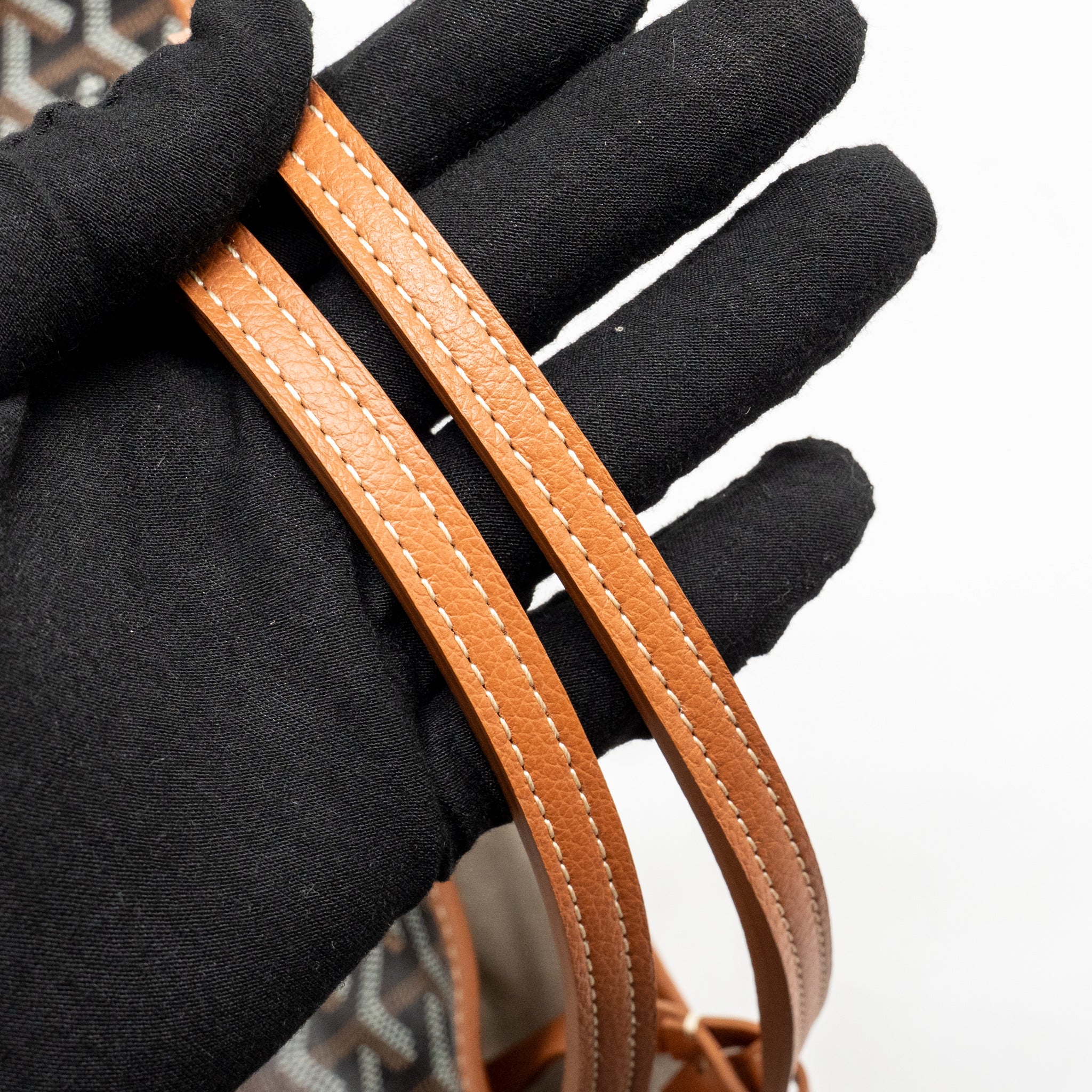 GOYARD SAINT LOUIS PM GOYARDINE CANVAS/CHEVROCHES CALFSKIN BLACK/TAN SHW