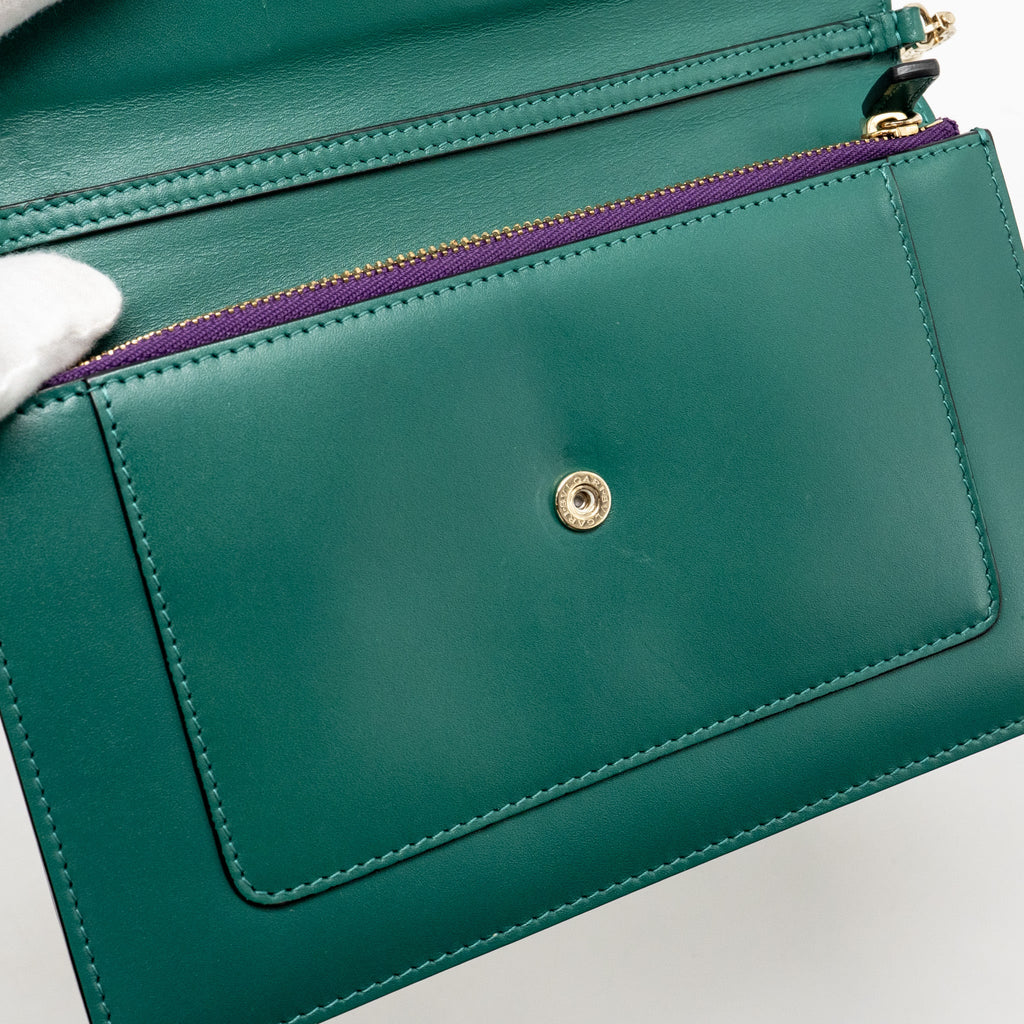 BVLGARI SERPENTI FOREVER WALLET ON CHAIN CALFSKIN GREEN LGHW