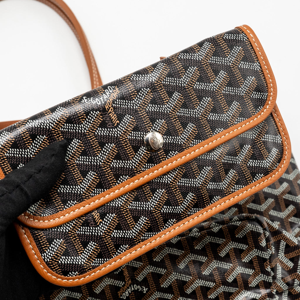 GOYARD SAINT LOUIS PM GOYARDINE CANVAS/CHEVROCHES CALFSKIN BLACK/TAN SHW