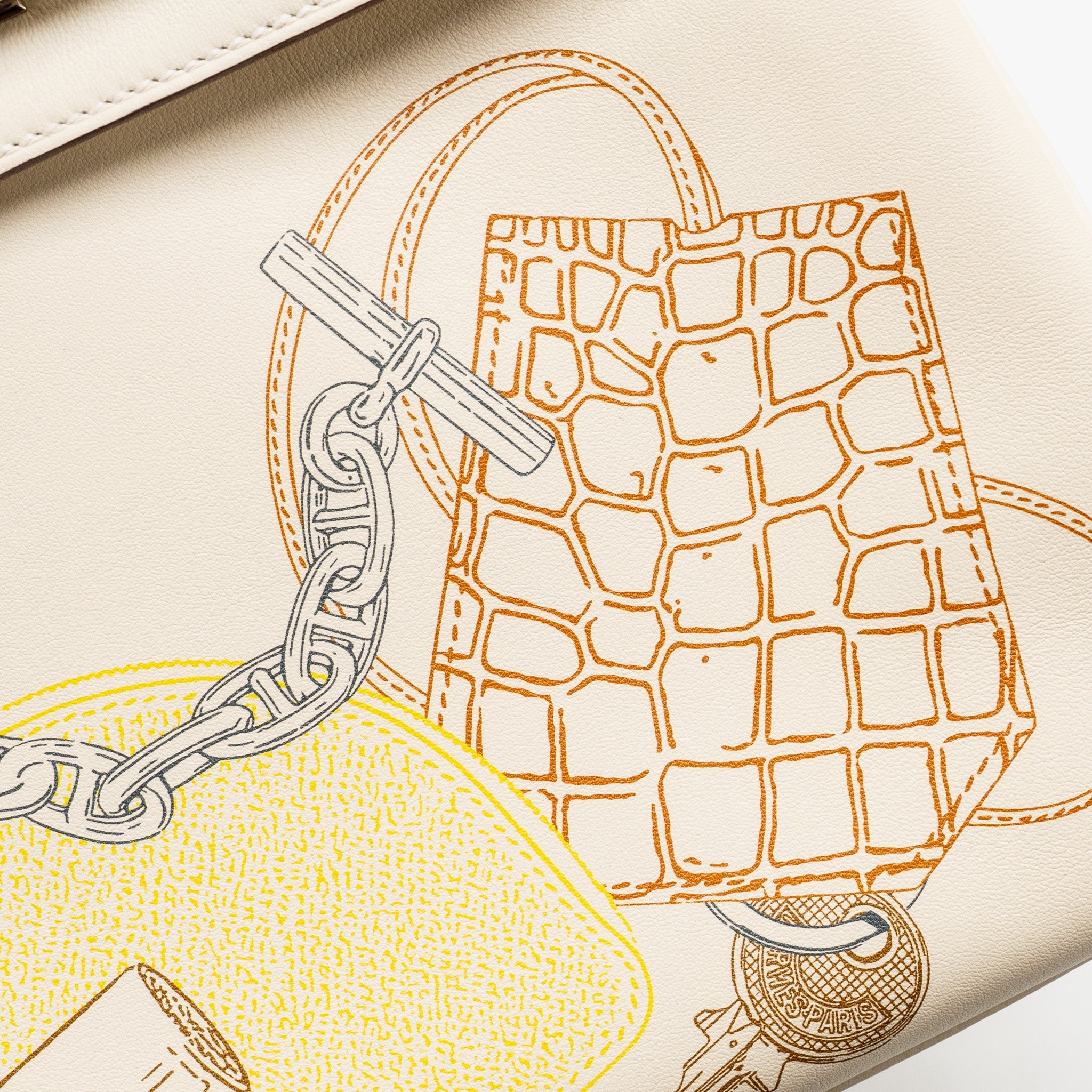 HERMES KELLY 25 IN AND OUT SWIFT IMPRIME NATA/MULTICOLOUR SHW