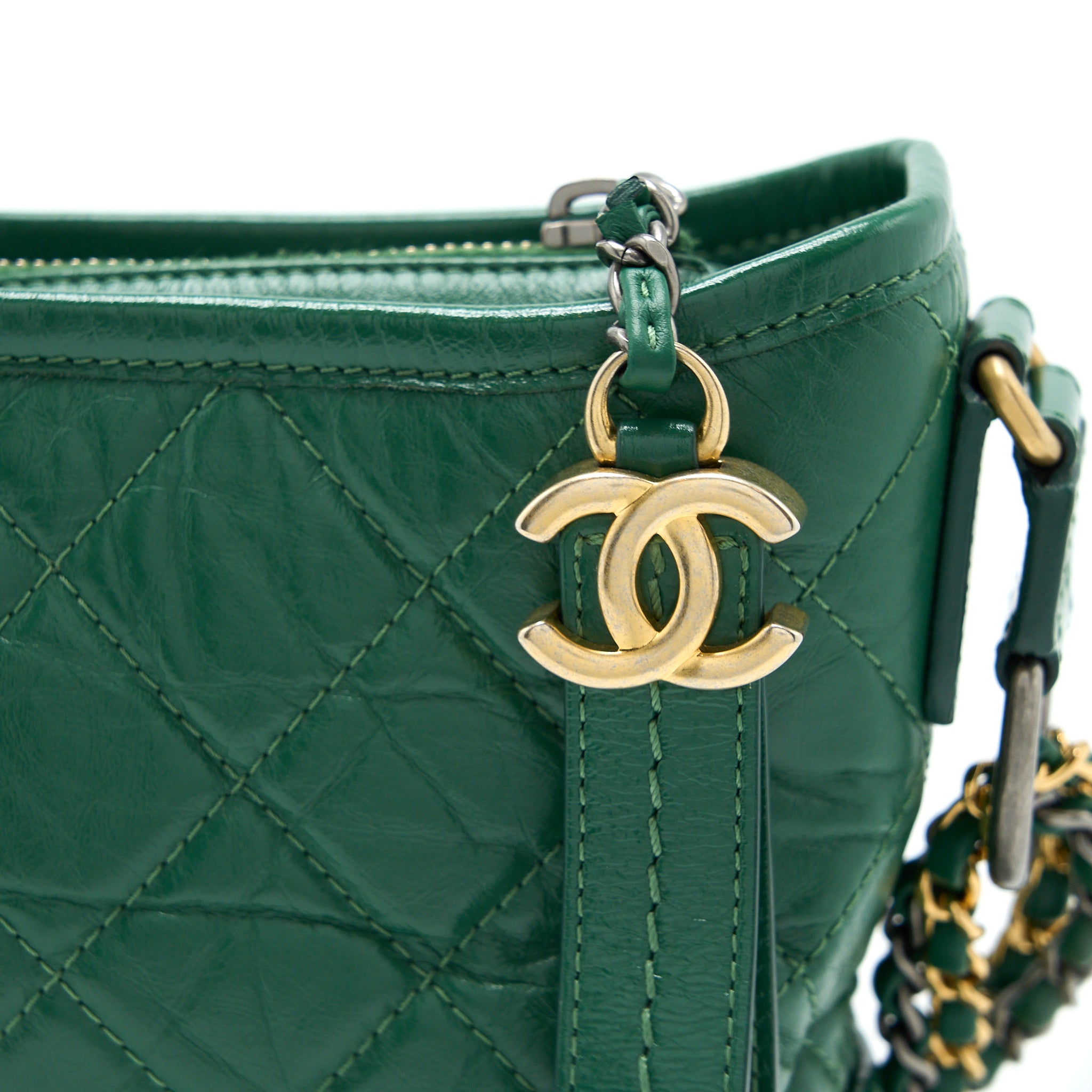 CHANEL SMALL GABRIELLE HOBO BAG GREEN MULTICOLOUR HARDWARE