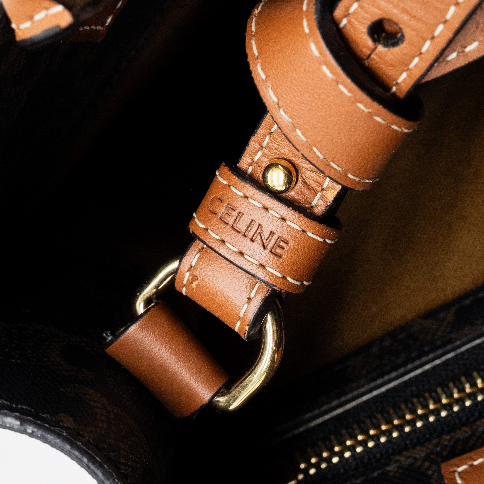 CELINE SMALL CABAS VERTICAL TRIOMPHE CANVAS / CALFSKIN TAN GHW
