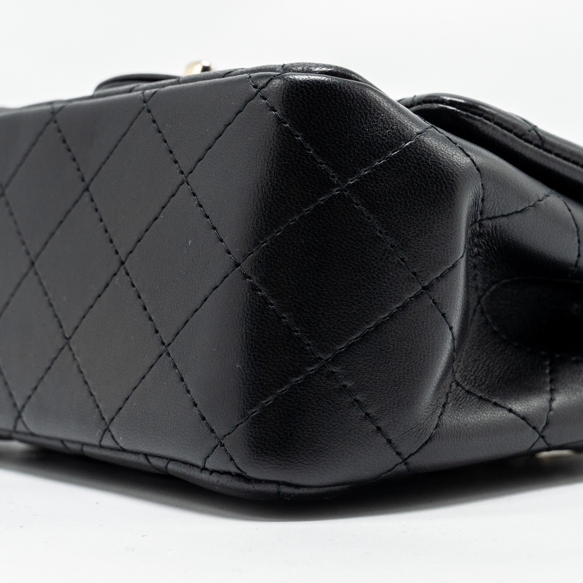 CHANEL MINI SQUARE FLAP BAG LAMBSKIN BLACK LGHW (MICROCHIP)