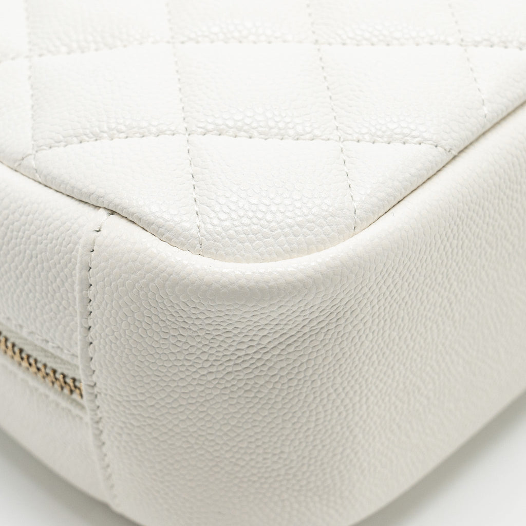 CHANEL TIMELESS CLASSIC POUCH GRAINED CALFSKIN WHITE LGHW (MICROCHIP)