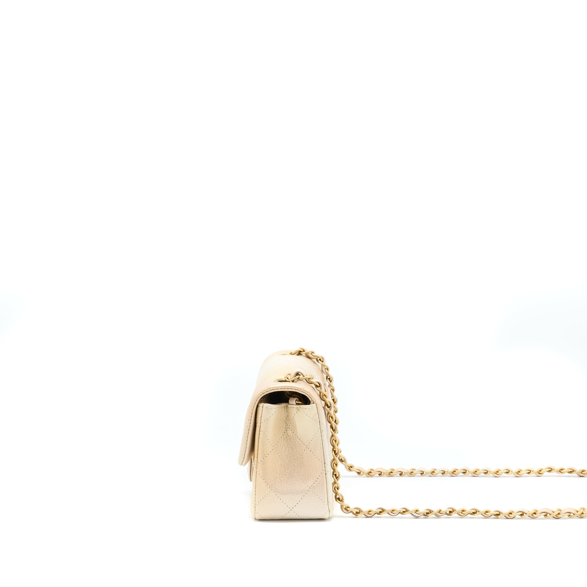 CHANEL 22C MINI RECTANGULAR FLAP BAG GOATSKIN OMBRE BEIGE BRUSHED GHW(MICROCHIP)