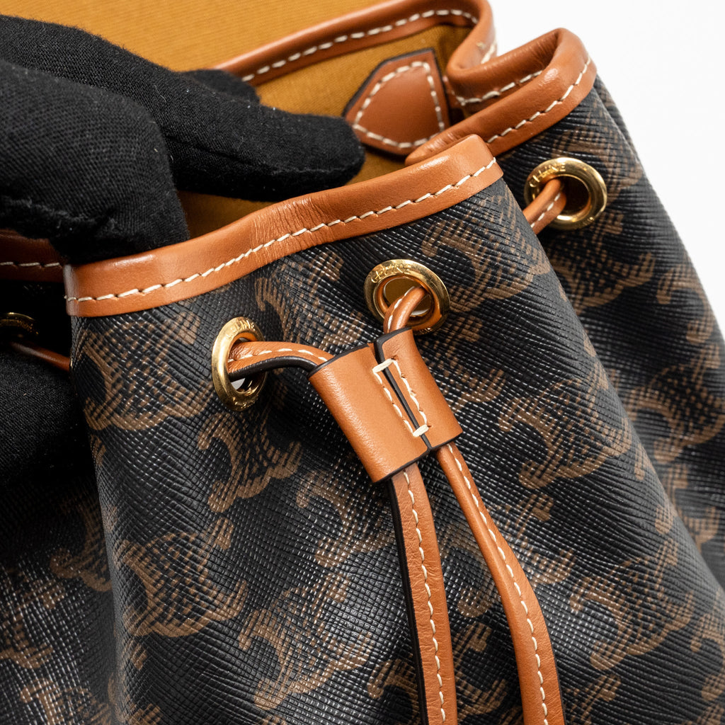 CELINE MINI BACKPACK FOLCO TRIOMPHE CANVAS/CALFSKIN TAN GHW