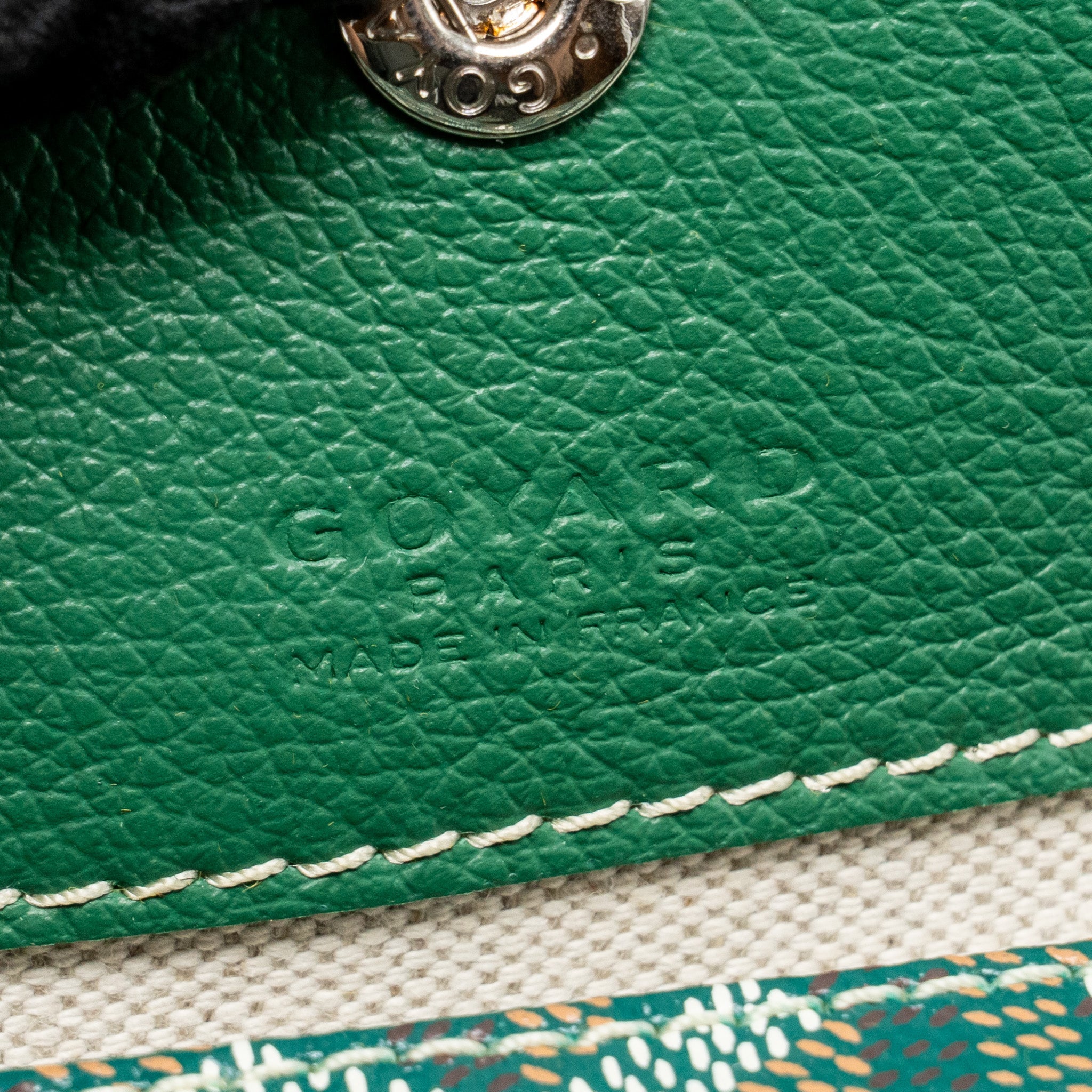 GOYARD SAINT LOUIS PM BAG GOYARDINE CANVAS/CHEVROCHES CALFSKIN GREEN SHW