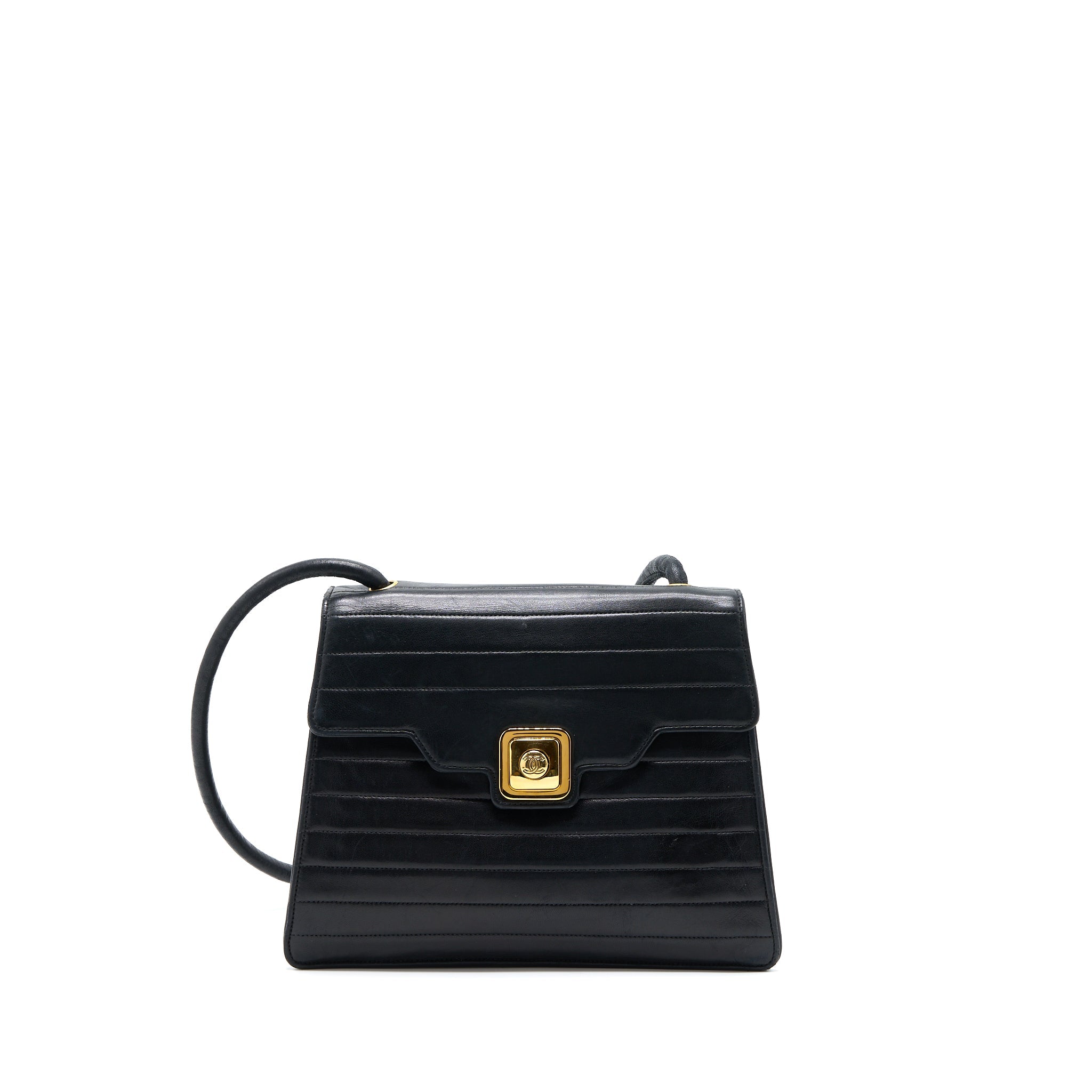 CHANEL VINTAGE KELLY FLAP BAG LAMBSKIN BLACK GHW