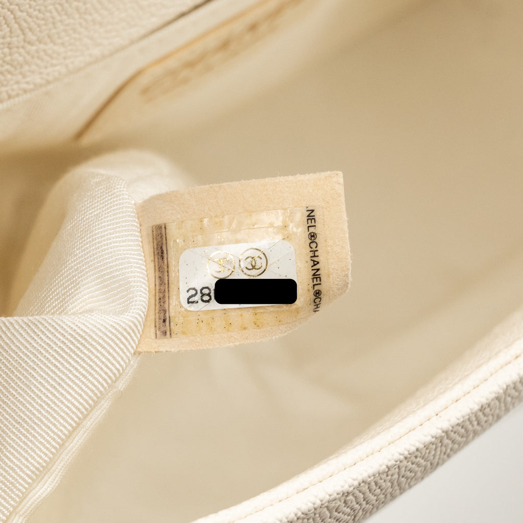 CHANEL MEDIUM BOY BAG CAVIAR WHITE LGHW