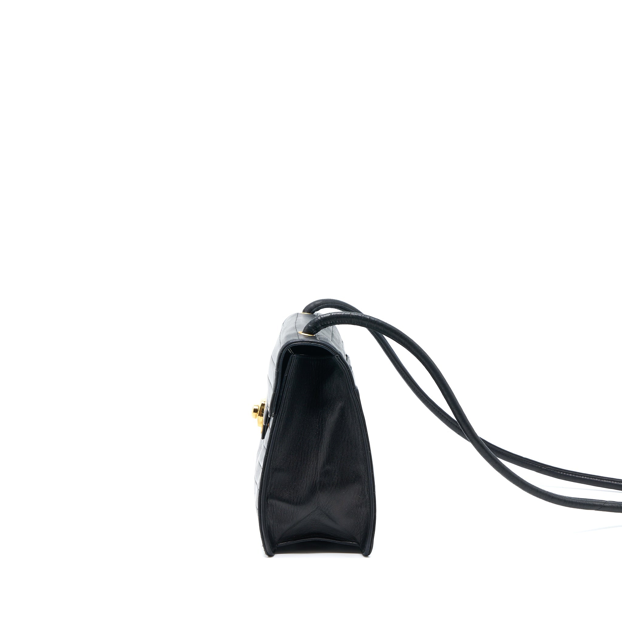 CHANEL VINTAGE KELLY FLAP BAG LAMBSKIN BLACK GHW