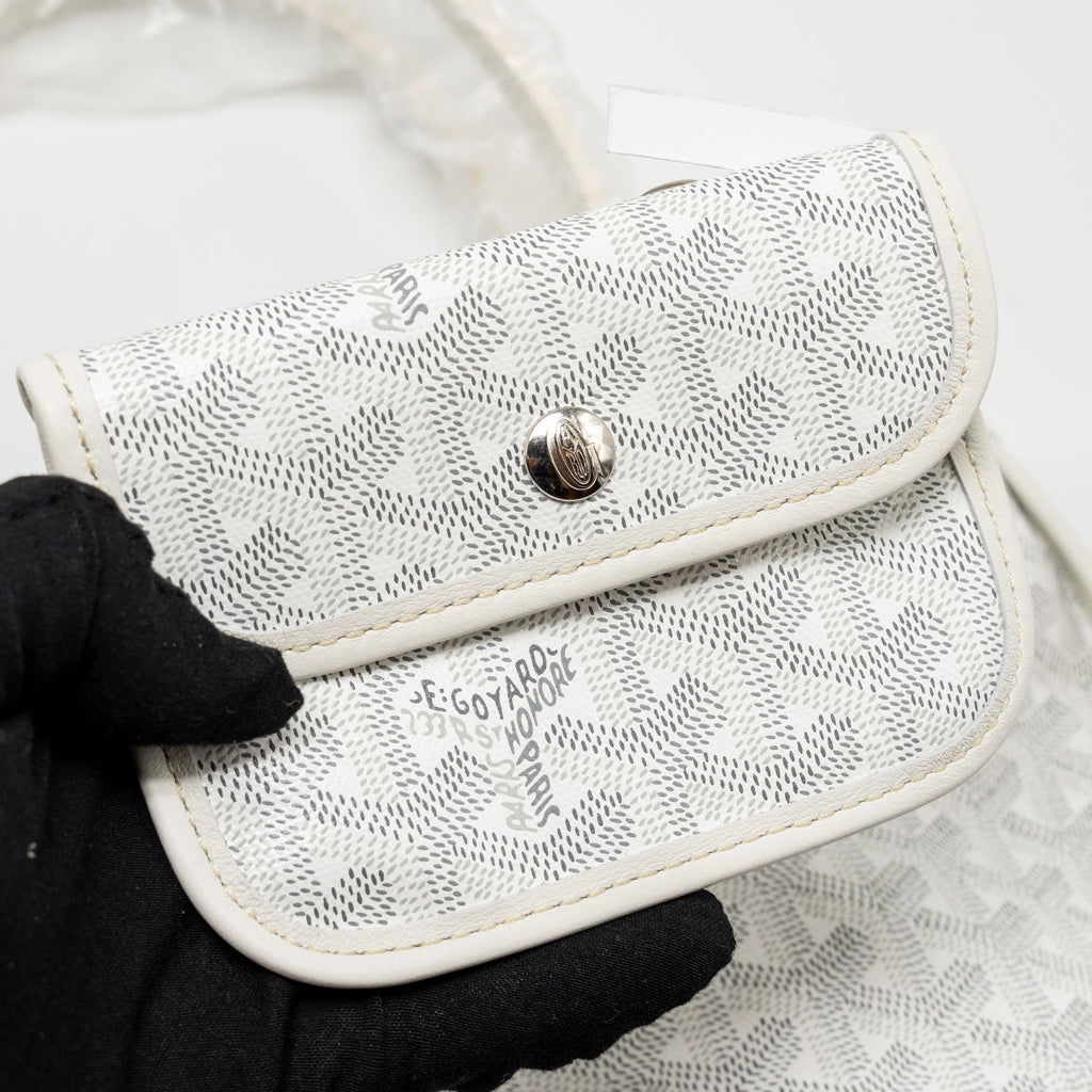 GOYARD ANJOU MINI BAG GOYARDINE CANVAS/CHEVROCHES CALFSKIN WHITE SHW