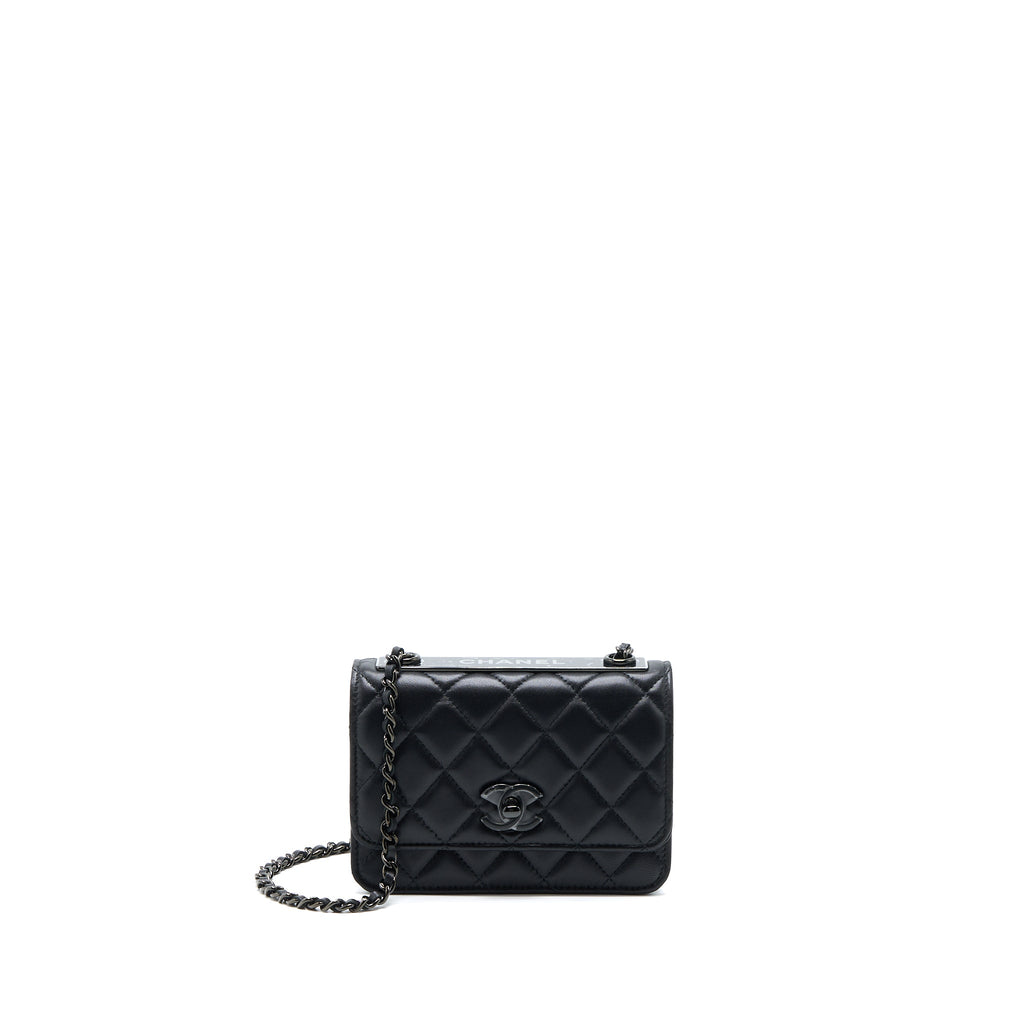 CHANEL SQUARE TRENDY CC WALLET ON CHAIN LAMBSKIN SO BLACK
