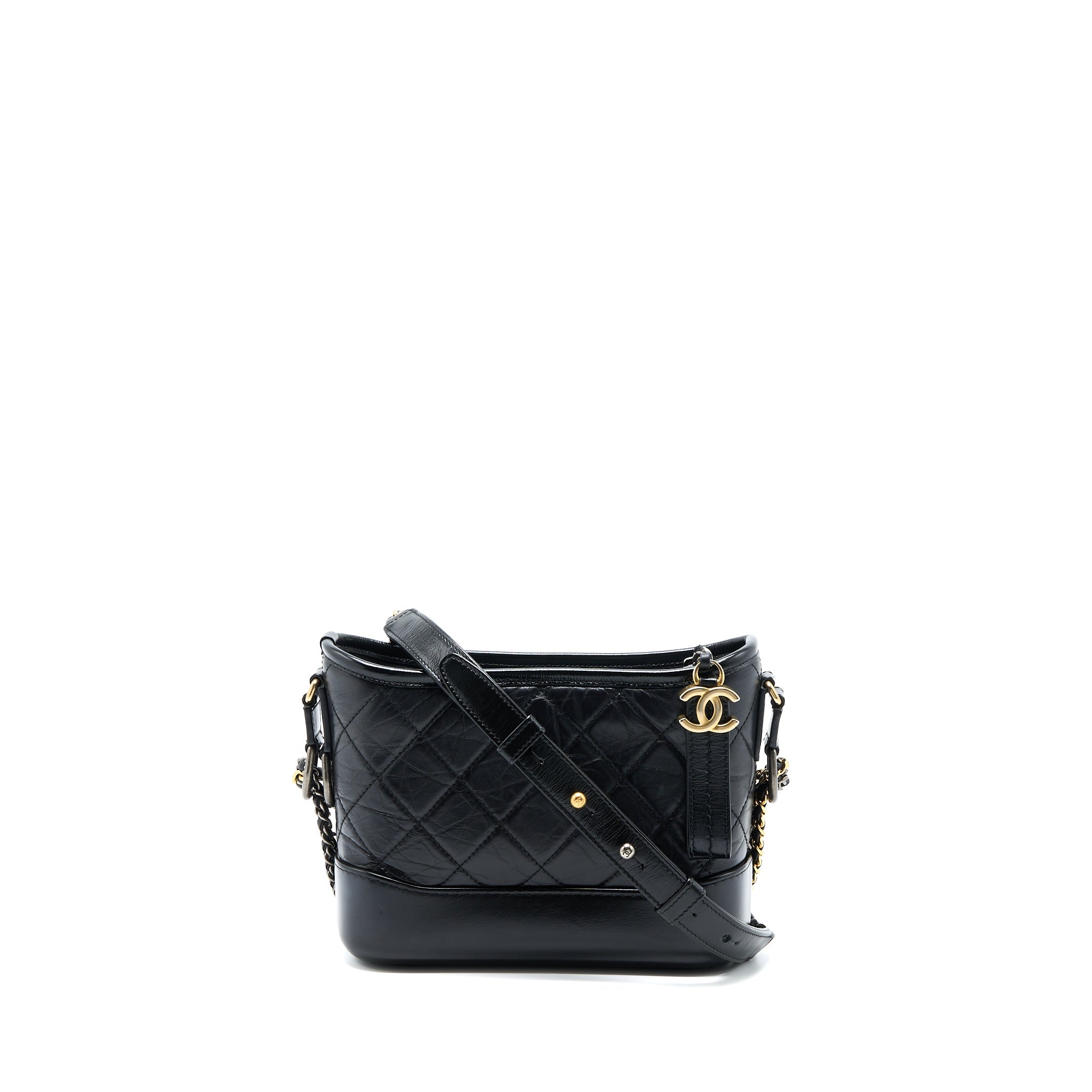 CHANEL SMALL GABRIELLE HOBO BAG CALFSKIN BLACK WITH MULTICOLOUR HARDWARE