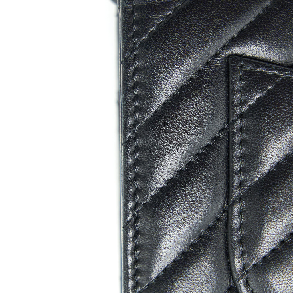 CHANEL CHEVRON WALLET ON CHAIN LAMBSKIN BLACK WITH GHW