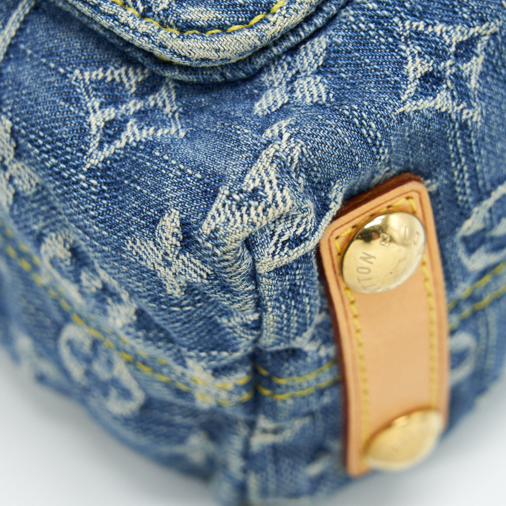 LOUIS VUITTON VINTAGE DENIM CROSSBODY BAG WITH AN EXTRA STRAP GHW