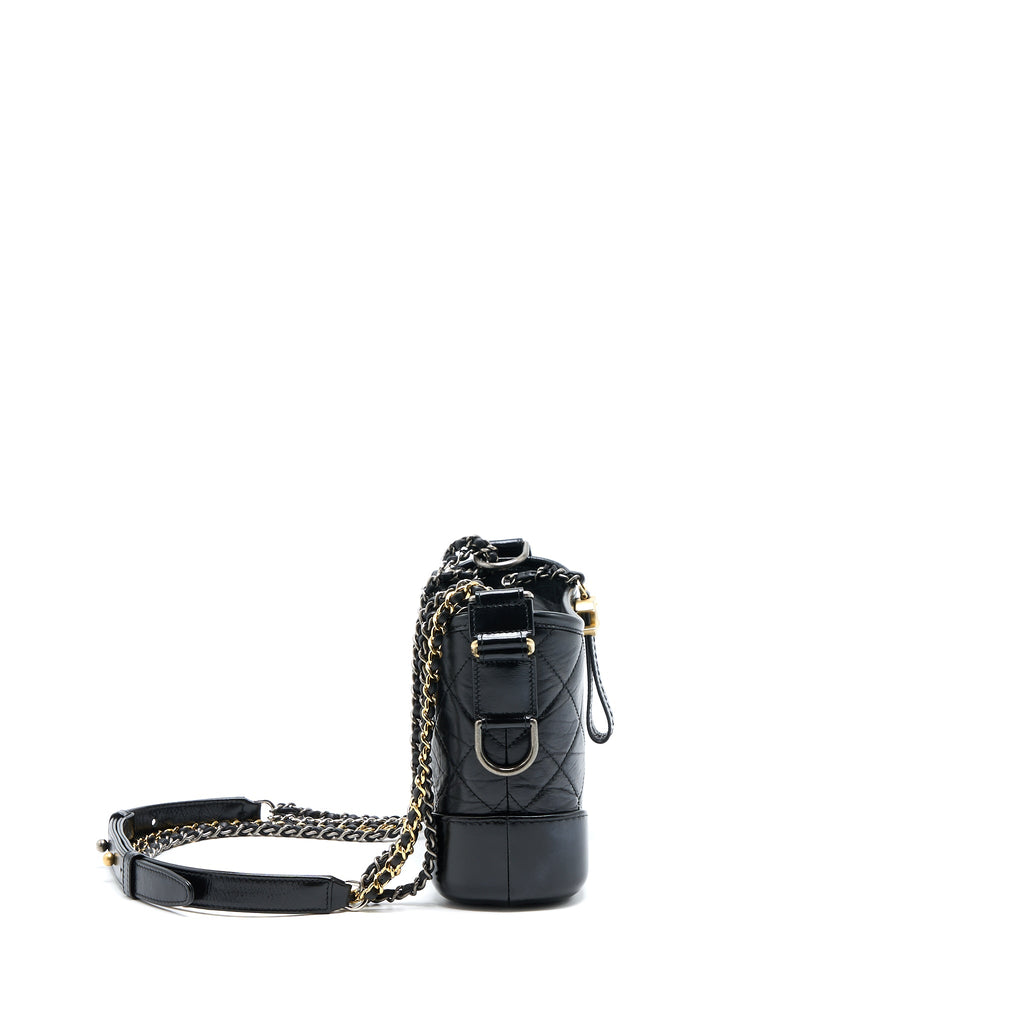 CHANEL SMALL GABRIELLE HOBO BAG CALFSKIN BLACK WITH MULTICOLOUR HARDWARE