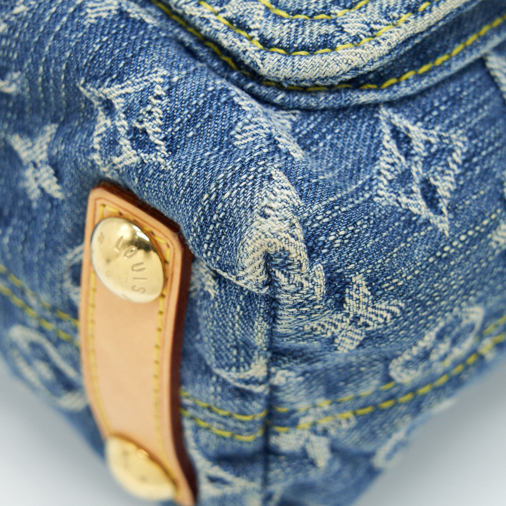 LOUIS VUITTON VINTAGE DENIM CROSSBODY BAG WITH AN EXTRA STRAP GHW