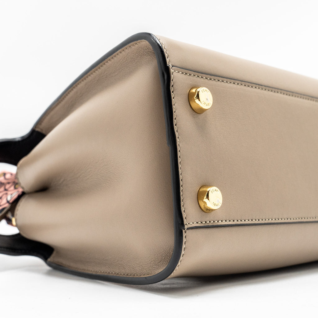 FENDI PEEKABOO HANDLE BAG CALFSKIN DOVE/BLACK GHW
