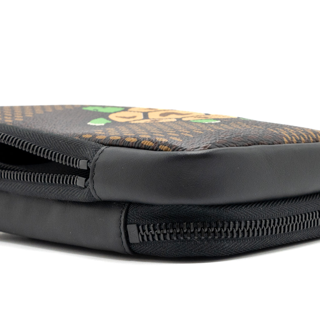 LOUIS VUITTON NIGO DOUBLE PHONE POUCH LIMITED EDITION BLACK HARDWARE