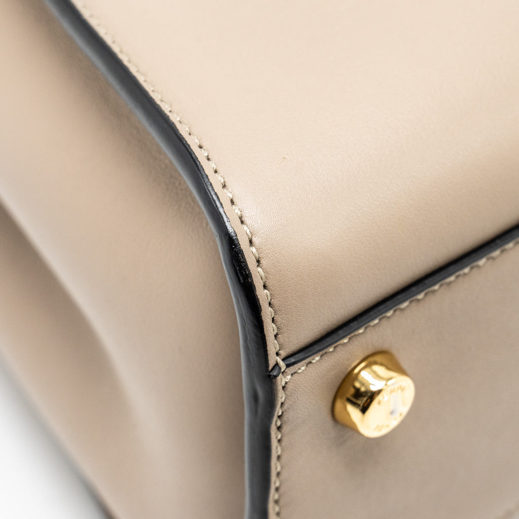 FENDI PEEKABOO HANDLE BAG CALFSKIN DOVE/BLACK GHW