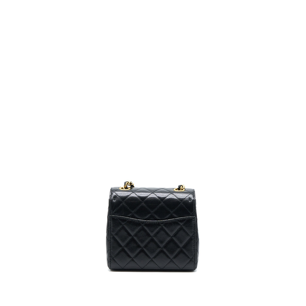 CHANEL 22K RETRO CLASSIC NEW SQUARE MINI FLAP BAG GOATSKIN BLACK GHW (MICROCHIP)