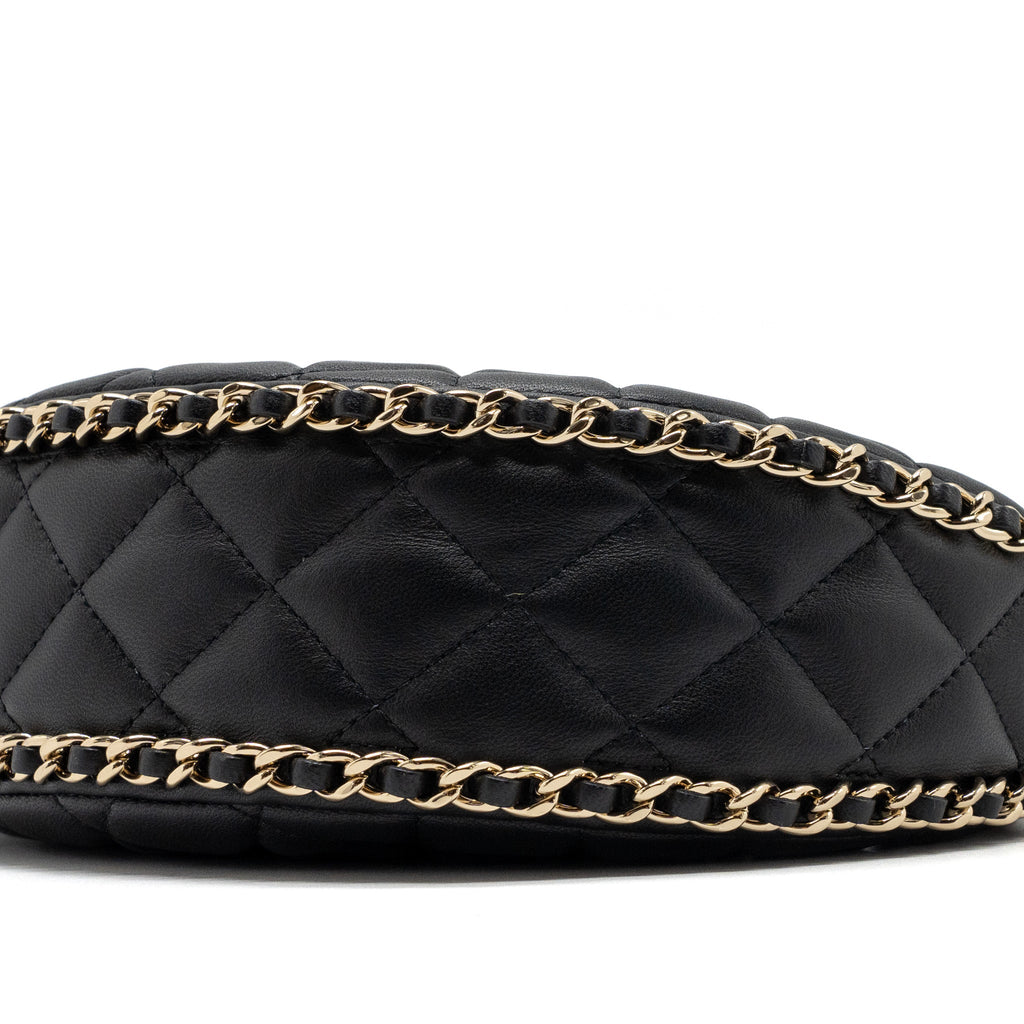 CHANEL SMALL MOON HOBO BAG LAMBSKIN BLACK LGHW (MICROCHIP)