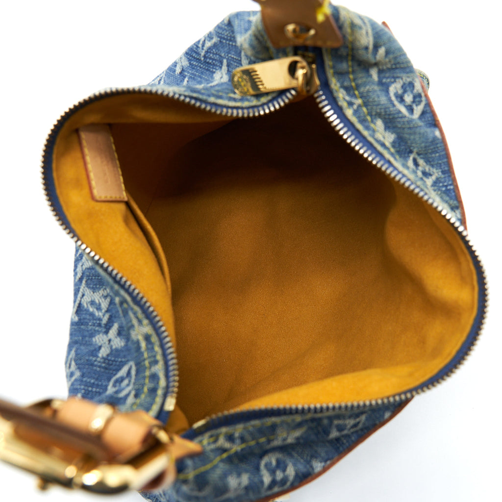 LOUIS VUITTON VINTAGE DENIM CROSSBODY BAG WITH AN EXTRA STRAP GHW