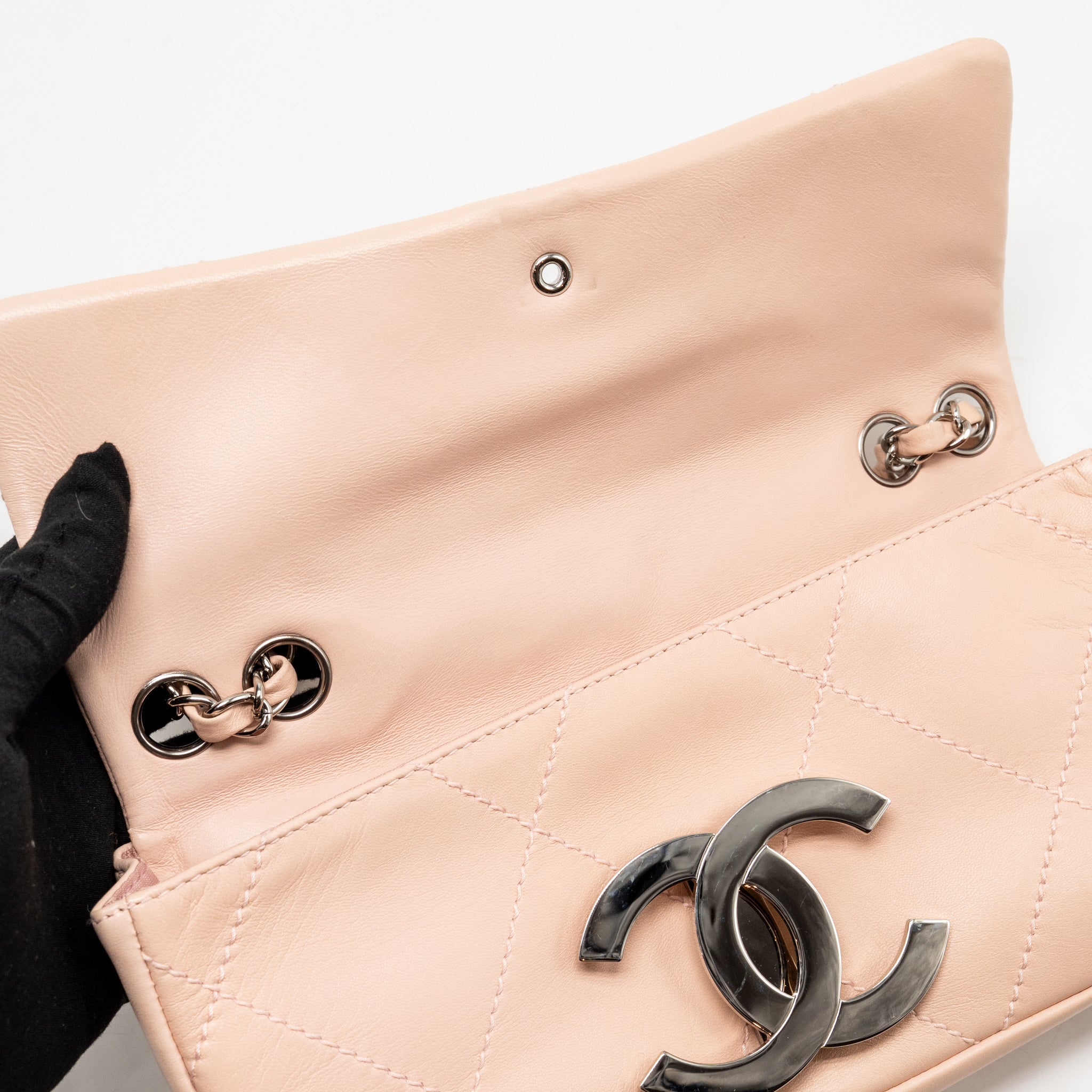 CHANEL VINTAGE GIANT CC FLAP BAG LAMBSKIN ROSE CLAIR SHW