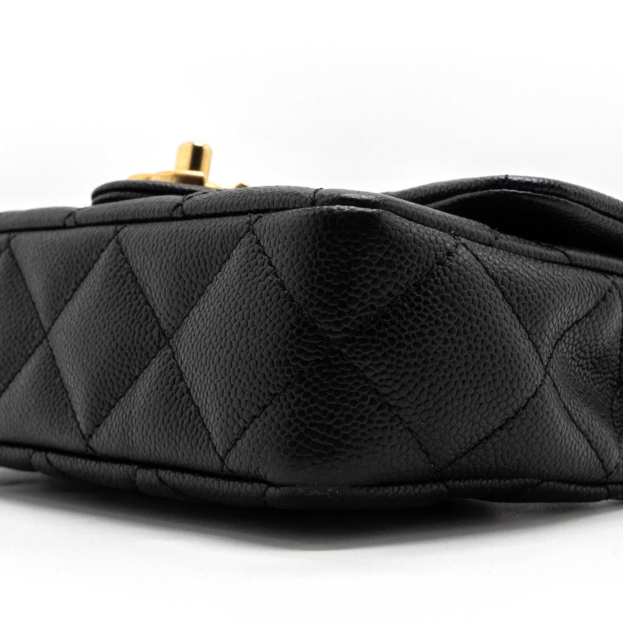 CHANEL 23P MINI COCO LOVE FLAP BAG CAVIAR BLACK BRUSHED GHW(MICROCHIP)