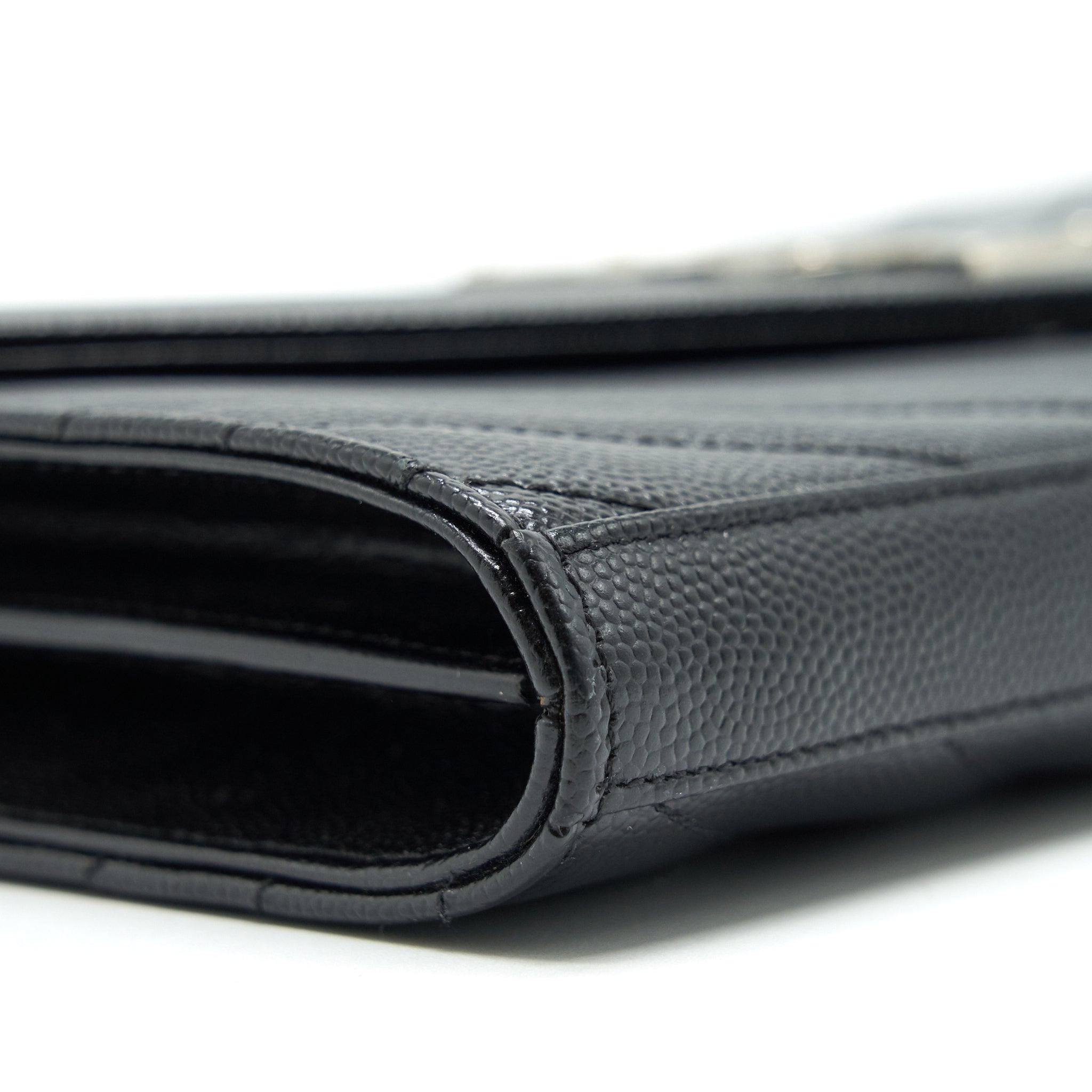 SAINT LAURENT ENVELOPE MONOGRAM WALLET ON CHAIN IN SHW